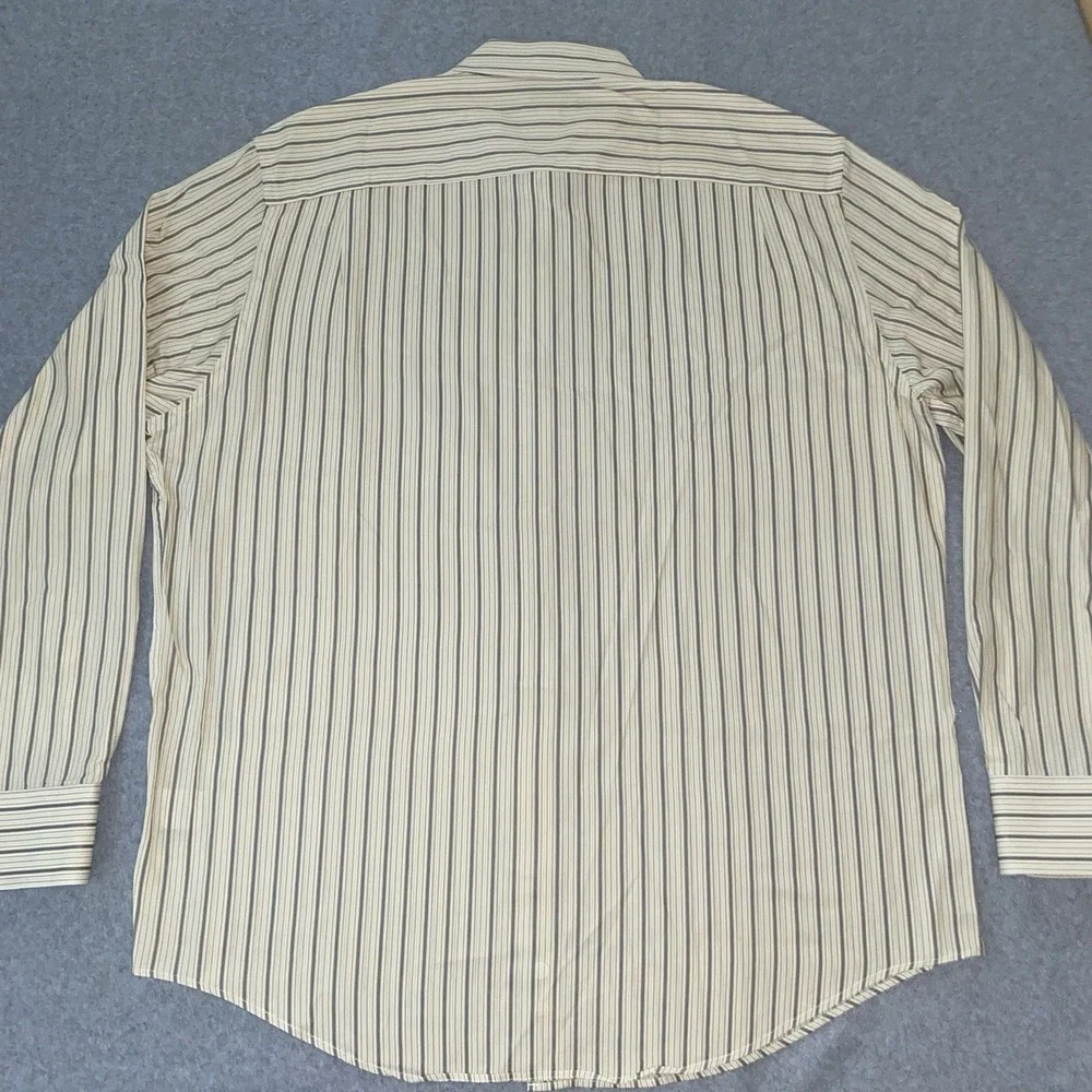 Banana Republic Button Up Shirt Men's L 16-16.5 Yellow Gray‎ Stripe Long Sleeve